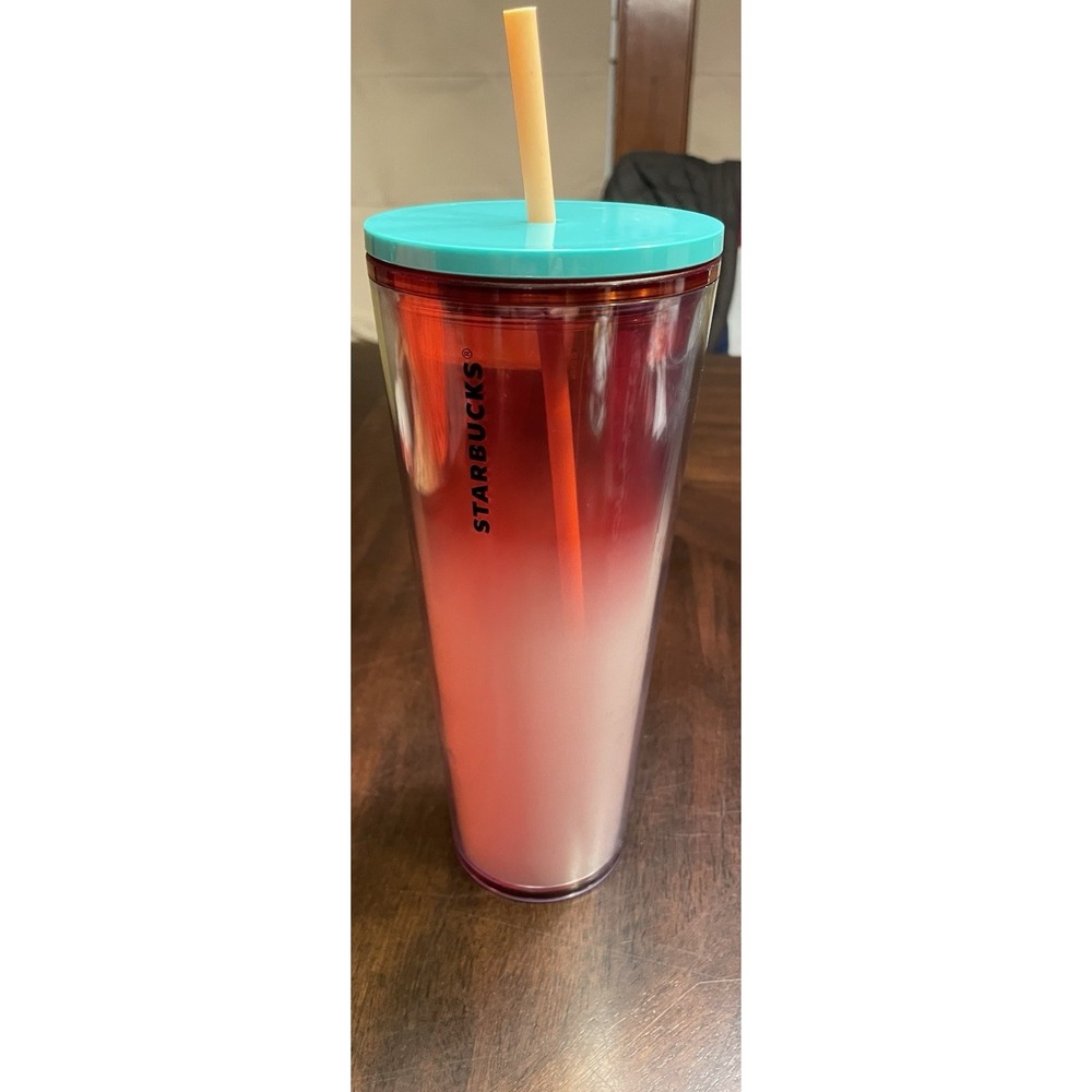 Starbucks 2020 Strawberry Red Cream Gradient Ombre 24oz Venti Cold Tumbler NEW